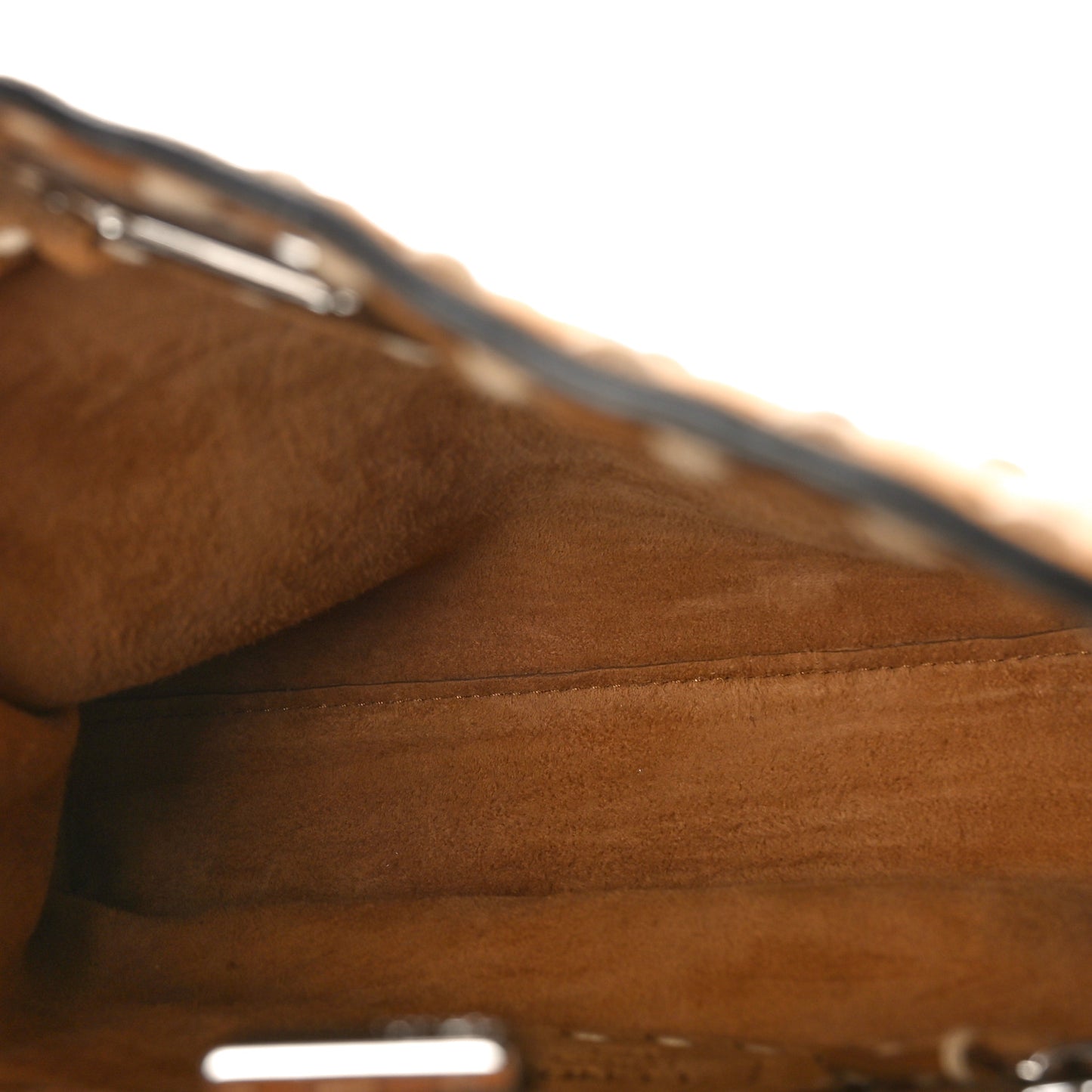 Suede Macro Stitchings Mini Peekaboo Iconic Satchel Marrone