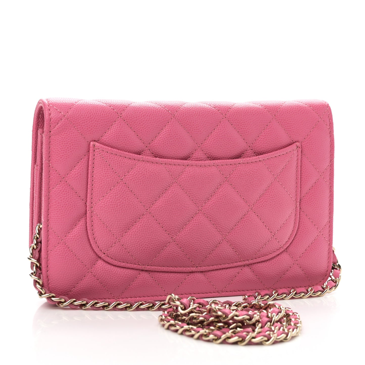 Caviar Quilted Wallet on Chain WOC Pink