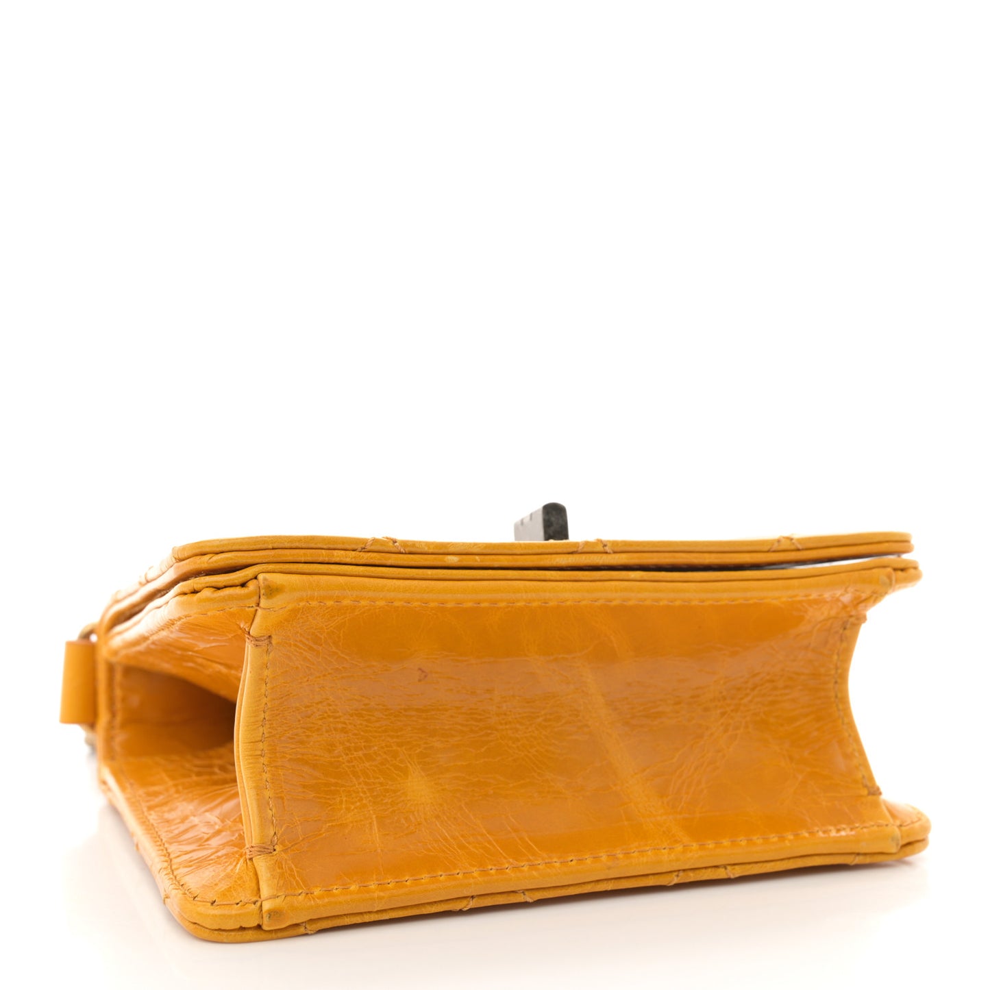 Glazed Calfskin Quilted Small Rita Top Handle Flap Yellow