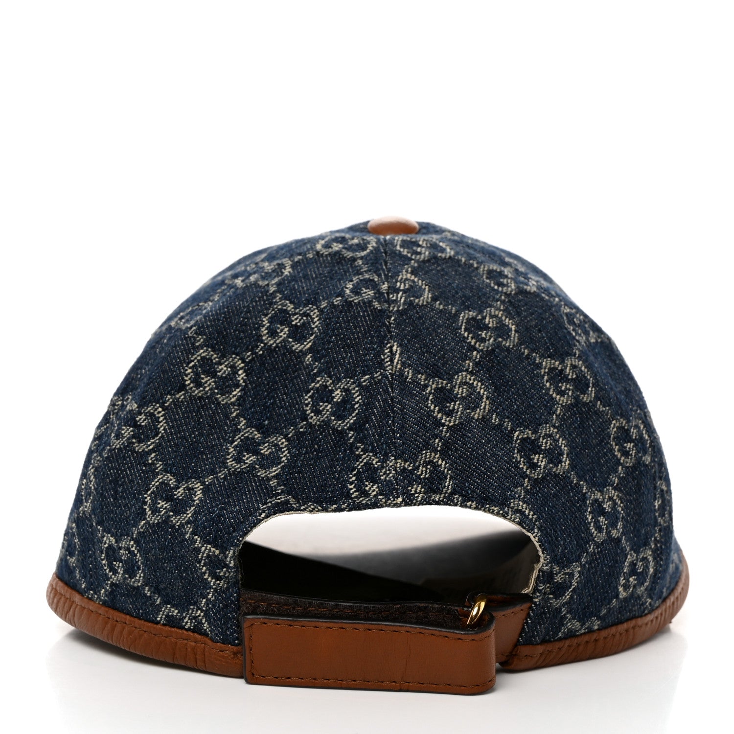 Gucci Washed Jacquard Denim Nappa GG Monogram Oscar Baseball Hat M Denim Cuir 6 of 9
