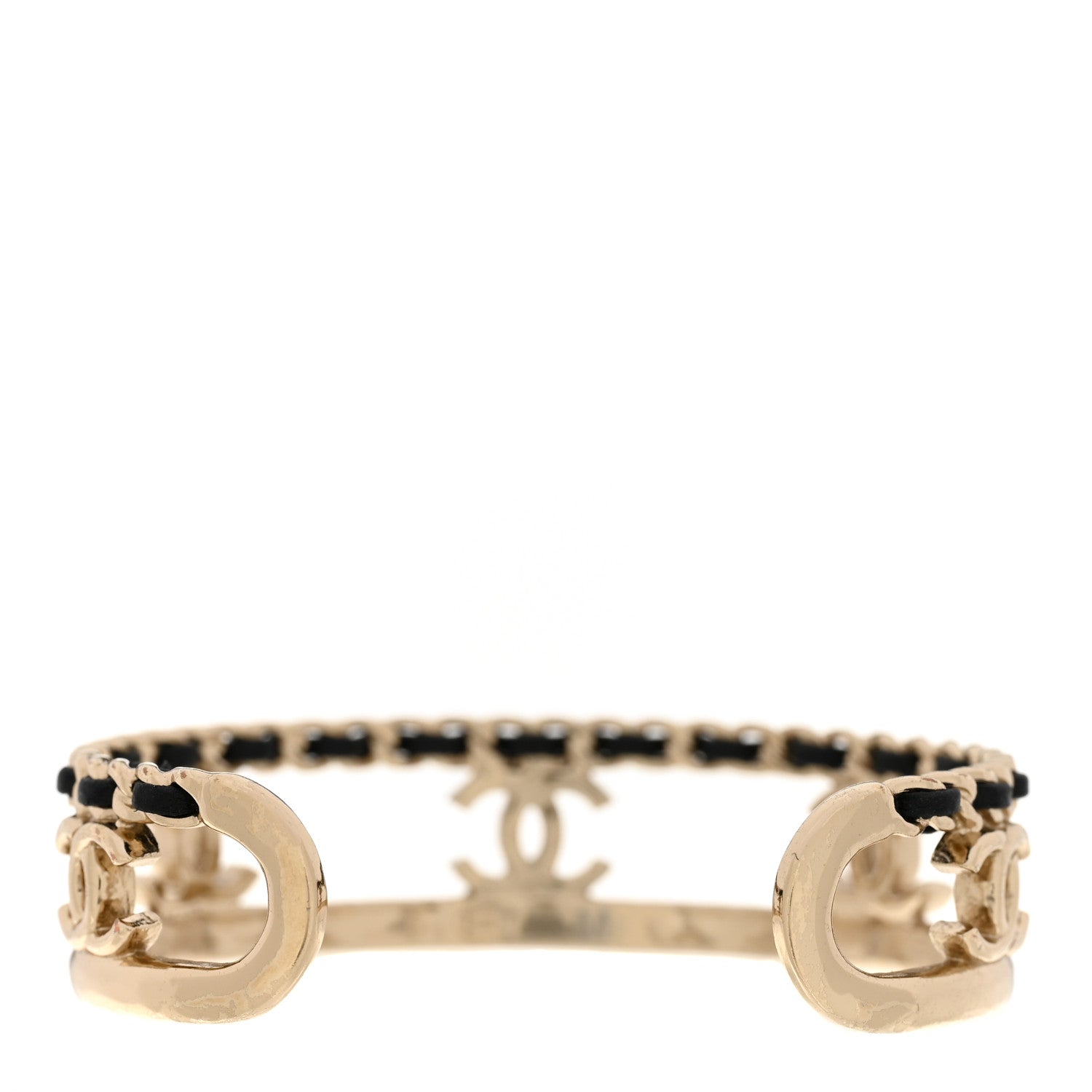 Chanel Metal Lambskin Chain CC Bracelet M Gold 3 of 5