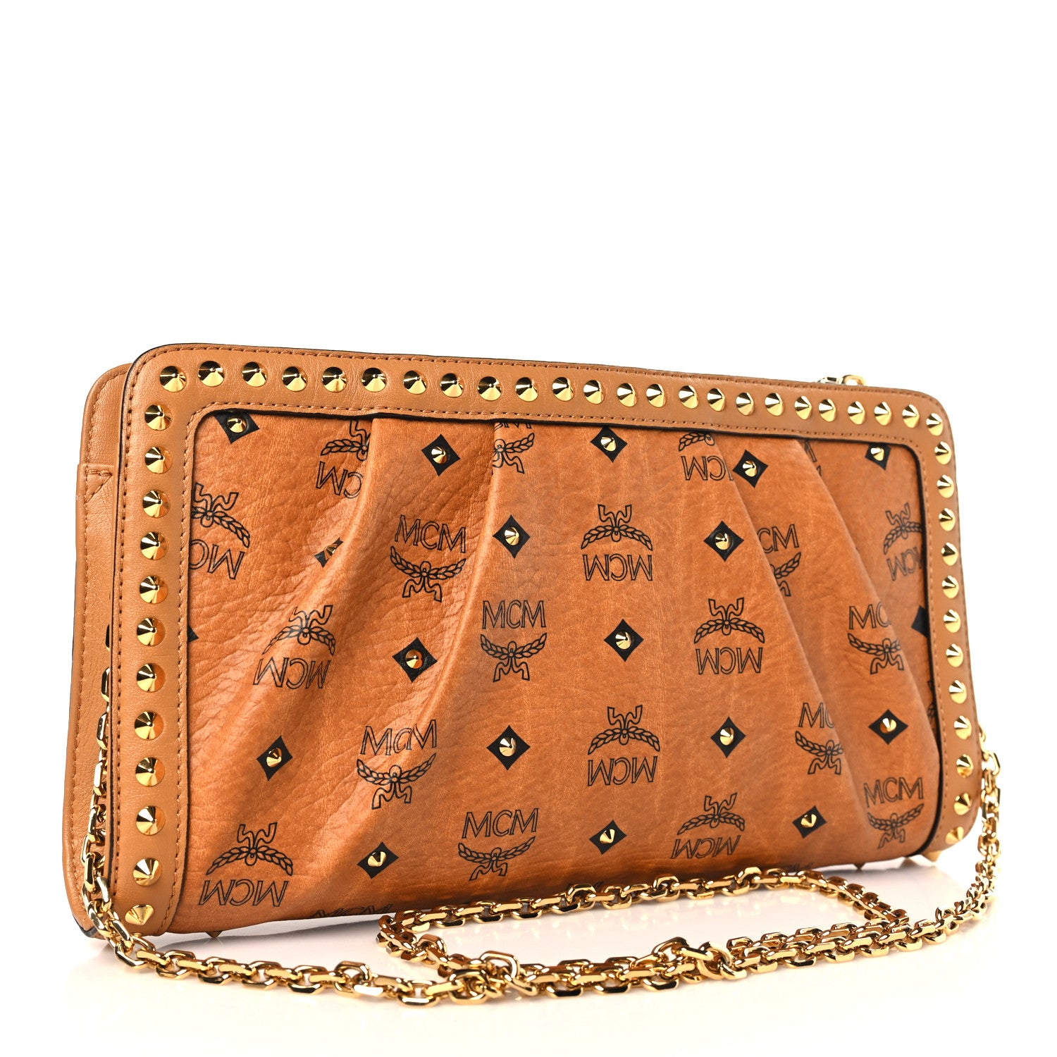 MCM Visetos Studded Crossbody Cognac 3 of 10