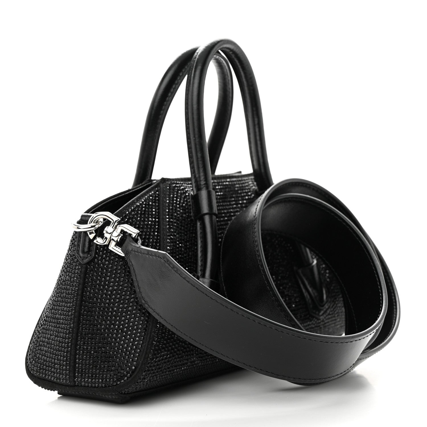 Givenchy Lambskin Satin Strass Mini Antigona Stretch Black 3 of 9