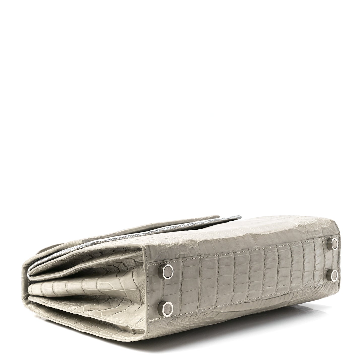 Lizard Crocodile Small Liza Top Handle Bag Beige