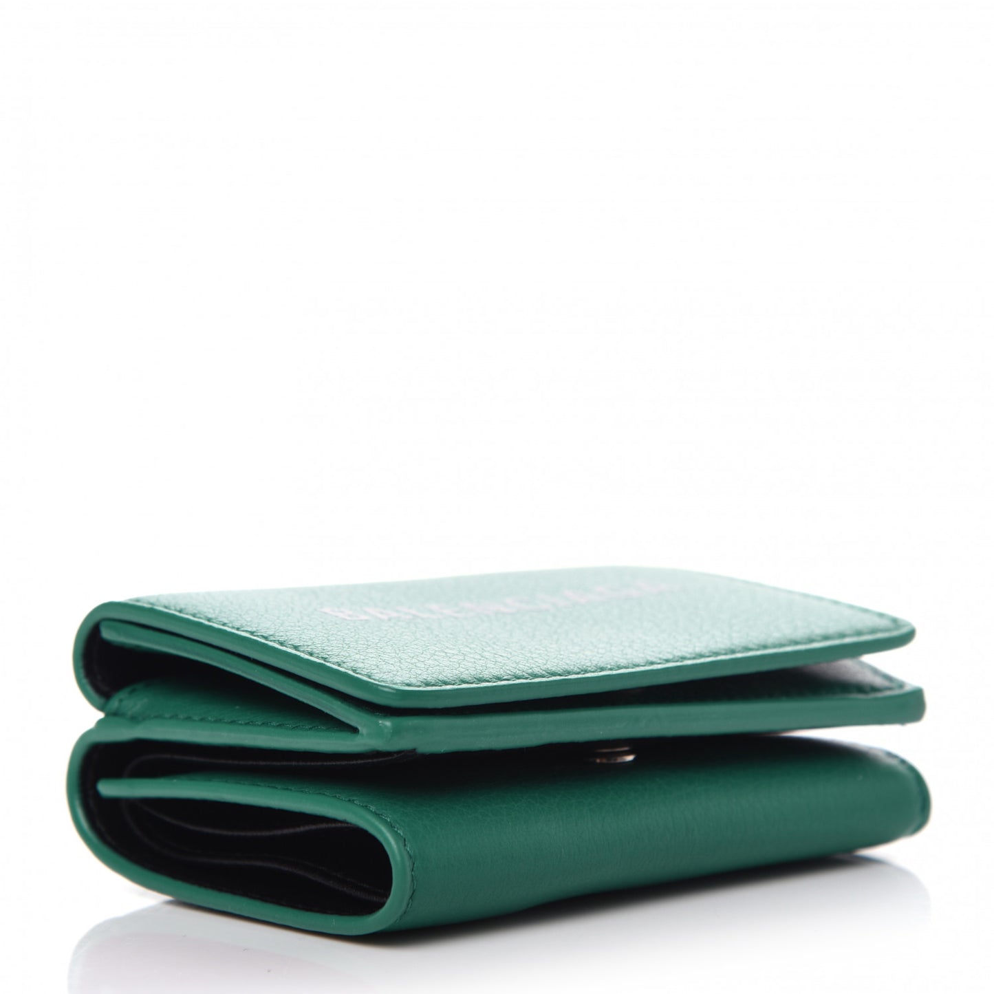 Smooth Calfskin Double Sided Logo Mini Everyday Wallet Green Black