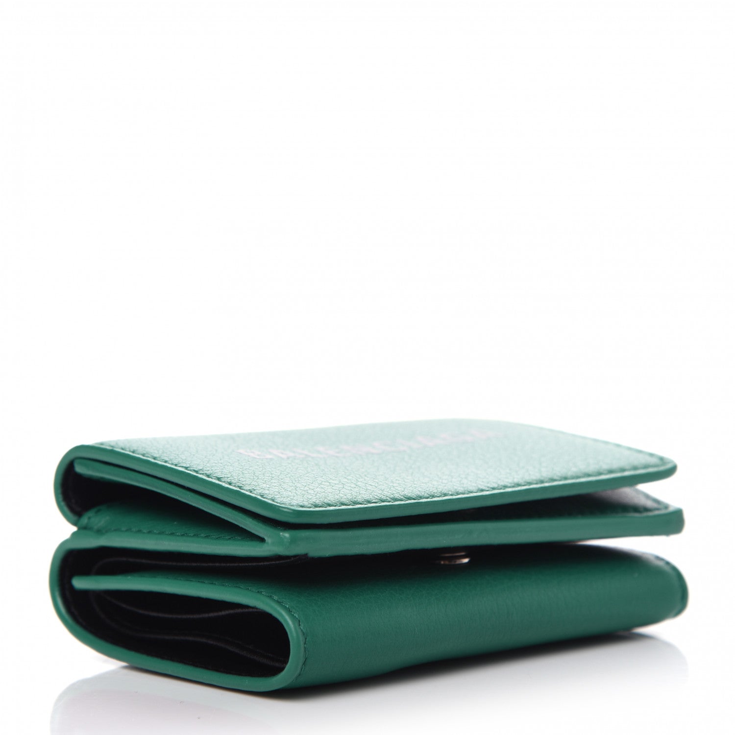Balenciaga Smooth Calfskin Double Sided Logo Mini Everyday Wallet Green Black 4 of 10