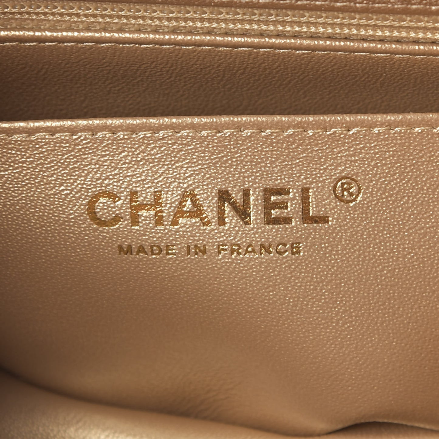 Metallic Lambskin Quilted Mini Rectangular Flap Gold