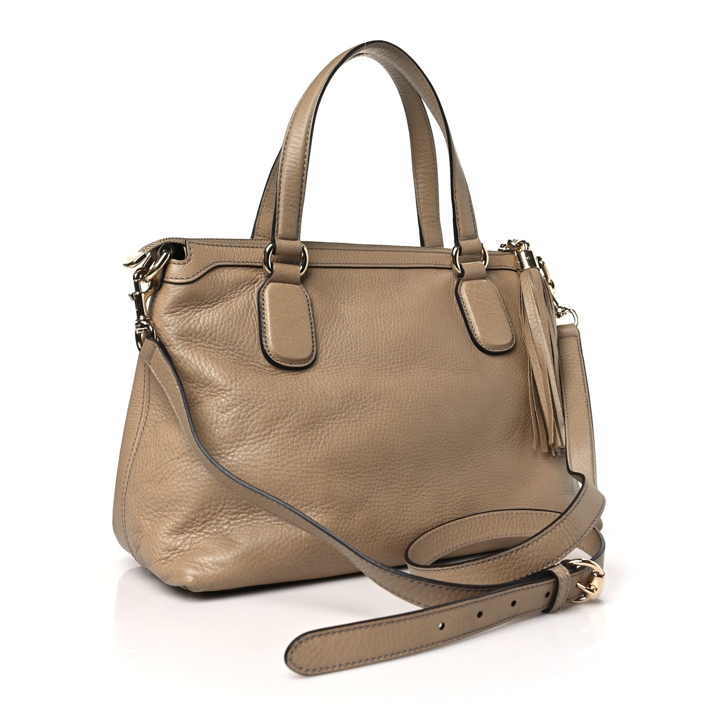 Pebbled Calfskin Small Soho Top Handle Satchel Camelia