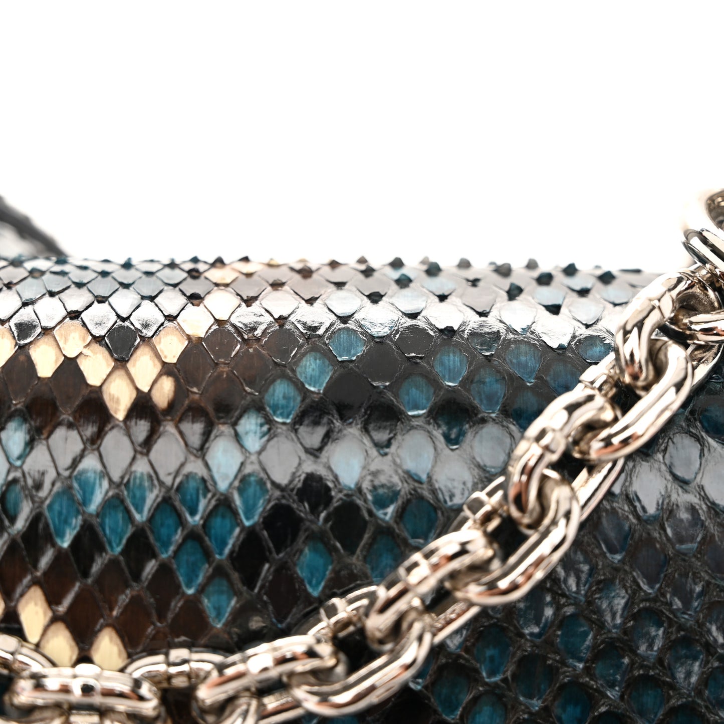 Snakeskin Twist Shoulder Bag PM Blue Multicolor