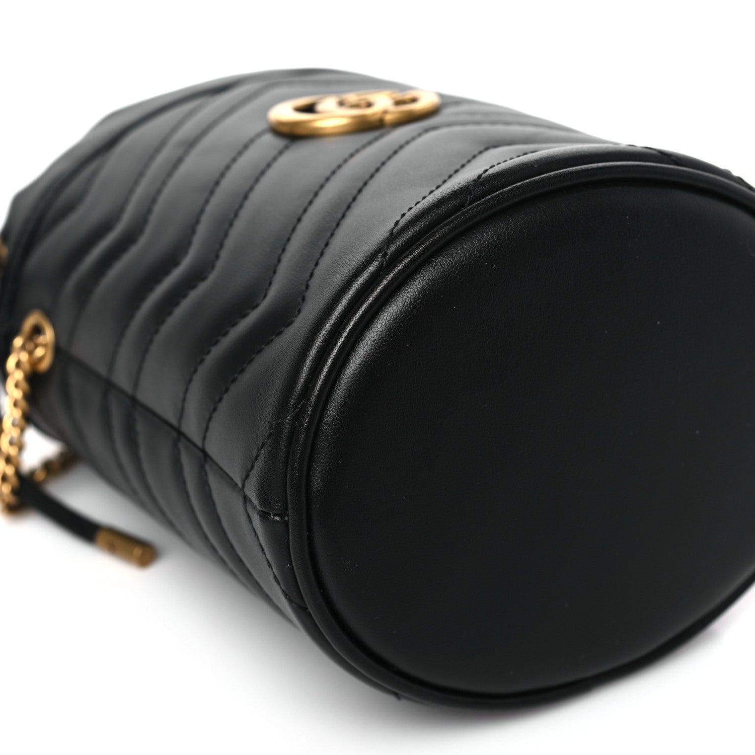 Gucci Calfskin Matelasse Mini GG Marmont 2.0 Bucket Bag Black 8 of 9