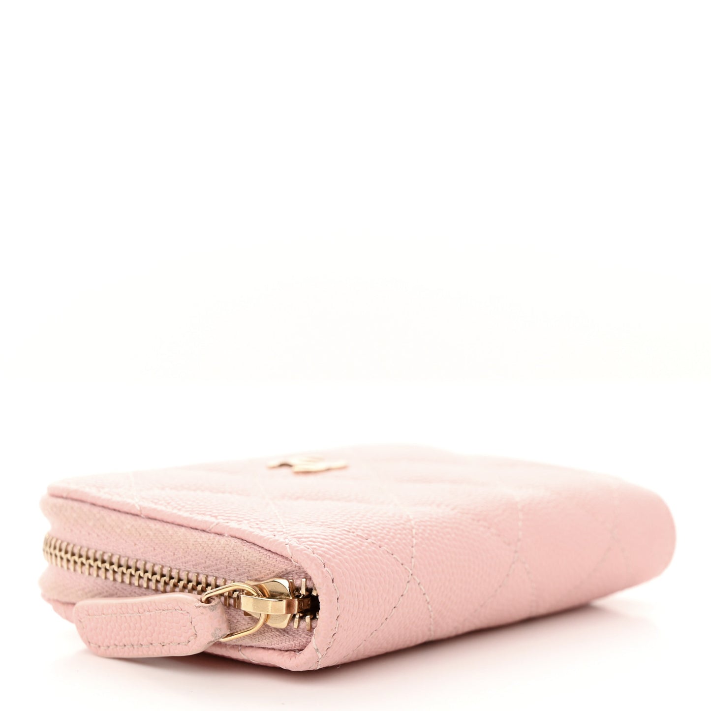 Caviar Quilted Zip Coin Purse Light Pink