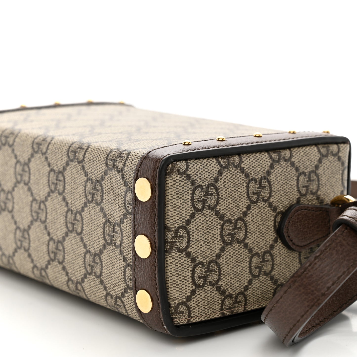 GG Supreme Monogram Textured Dollar Calfskin Mini Trunk Shoulder Bag Beige Ebony New Acero