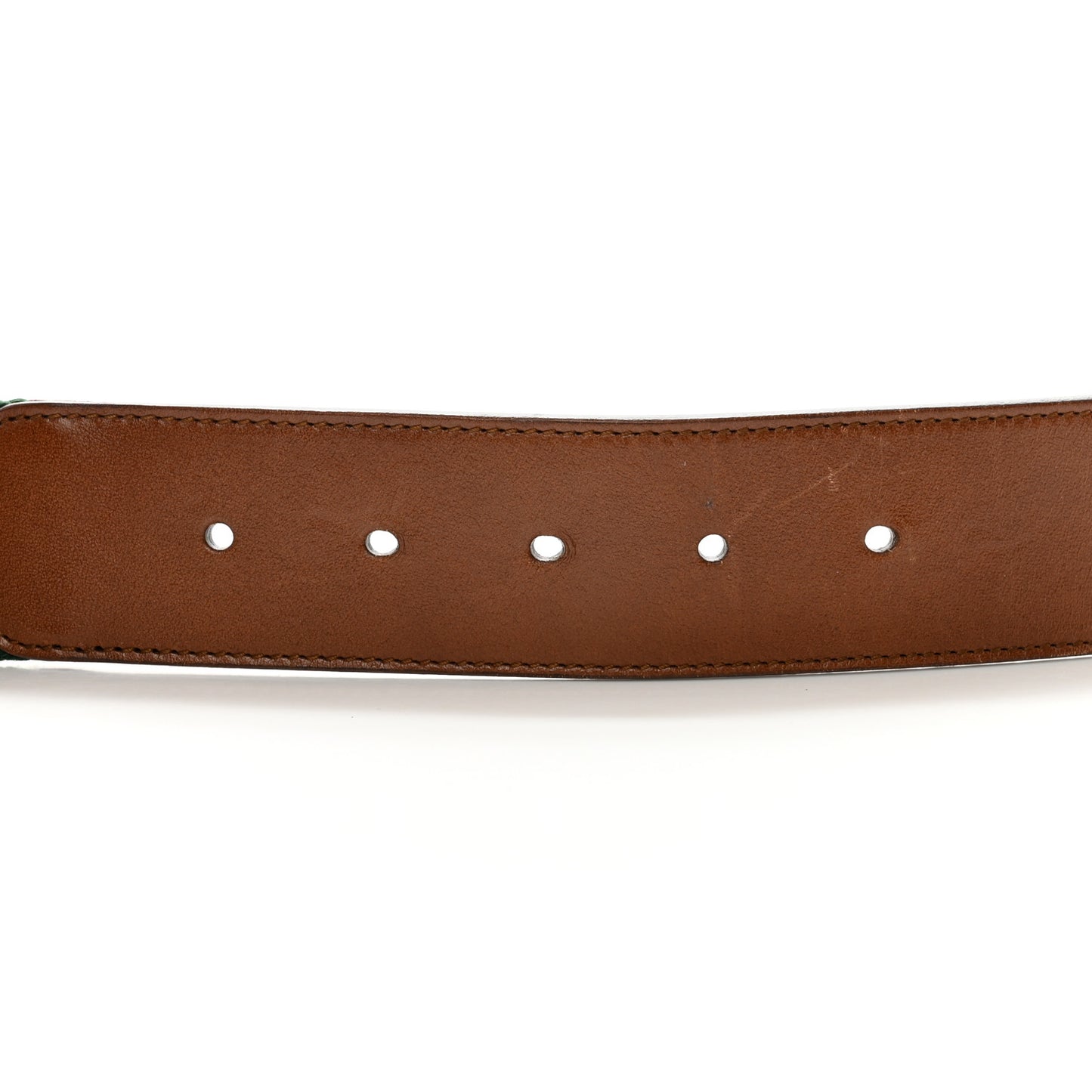 Nylon Calfskin Double G Web 40mm Belt Green Red Cuir