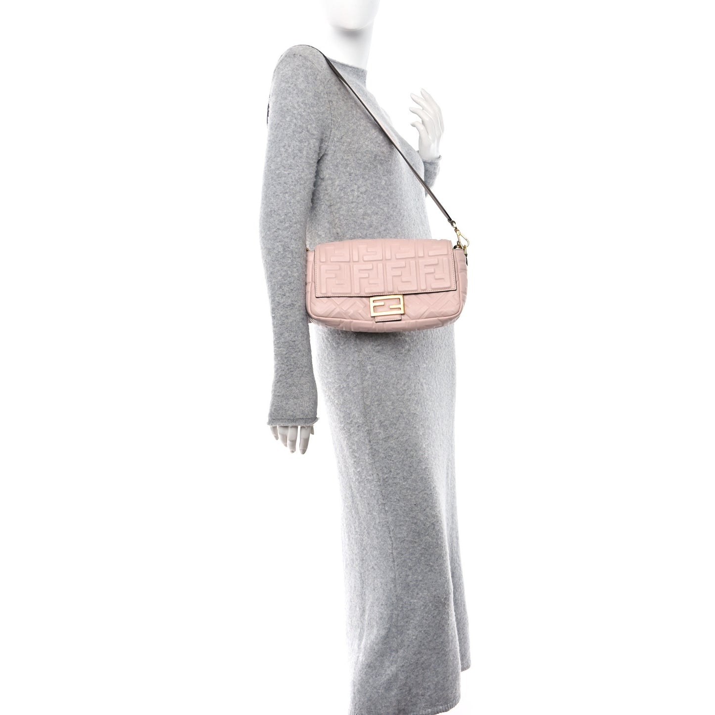 Nappa FF 1974 Embossed Baguette Rosa Bourbon