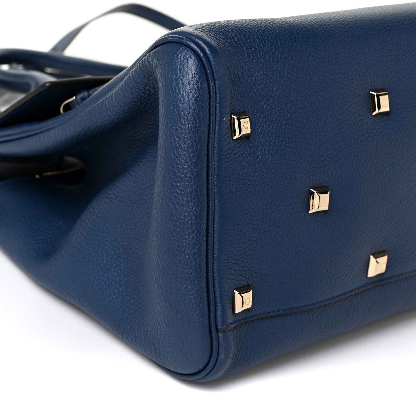 Calfskin Large Studio Top Handle Bag Navy