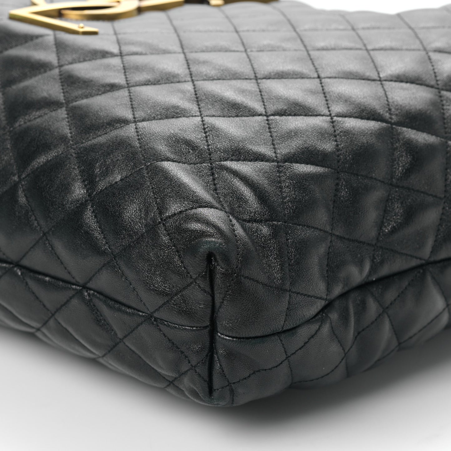 Lambskin Quilted Maxi Icare Shopping Tote Black