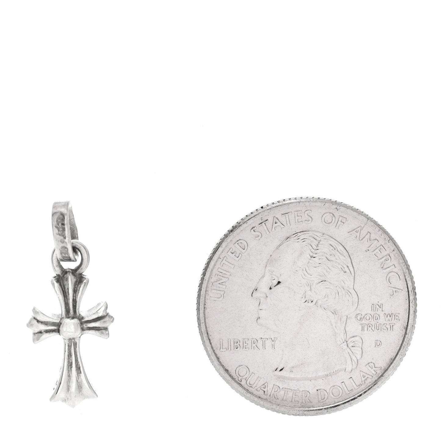 Sterling Silver Diamond Baby Fat Cross Pave Pendant