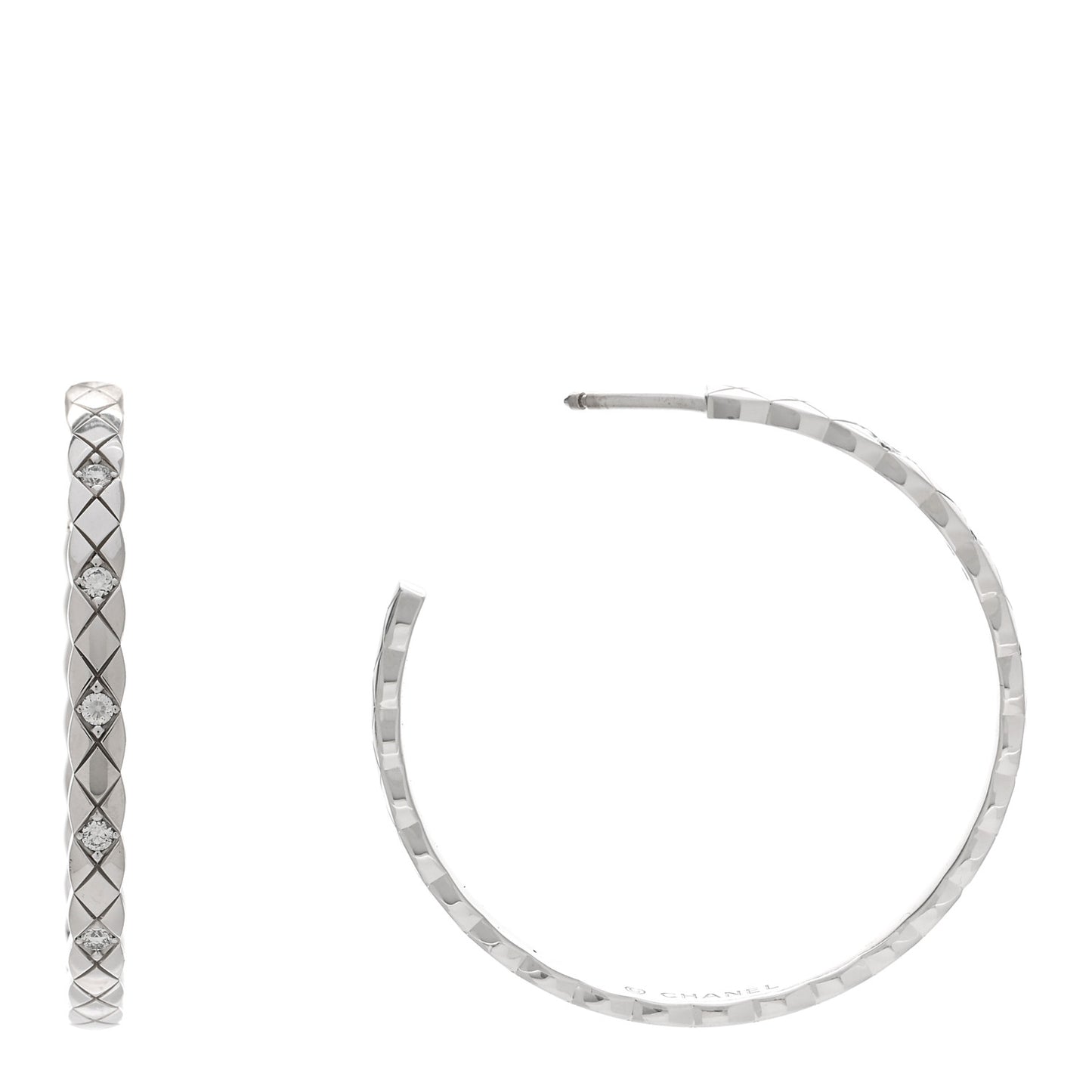 18K White Gold Diamond Coco Crush Hoop Earrings
