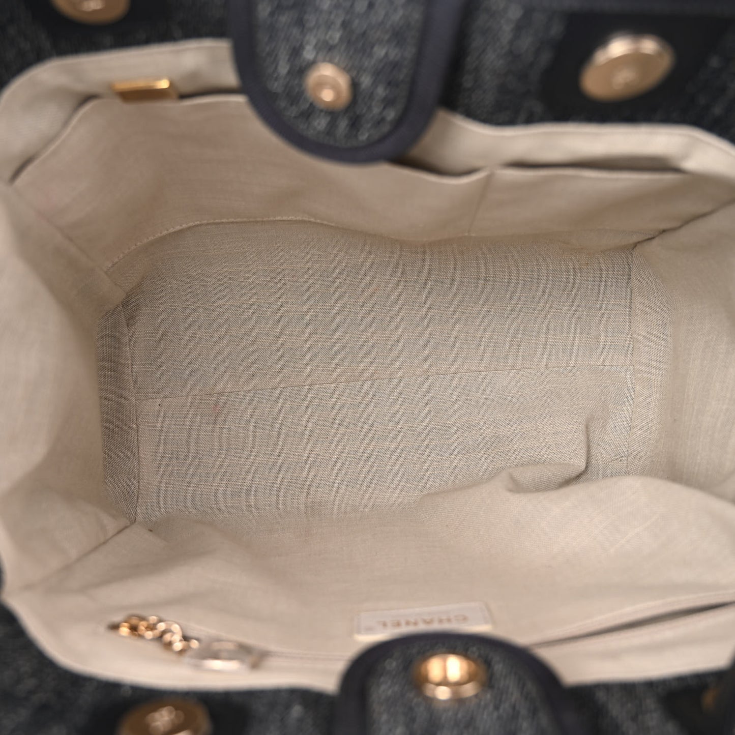 Denim Small Deauville Tote Dark Blue White