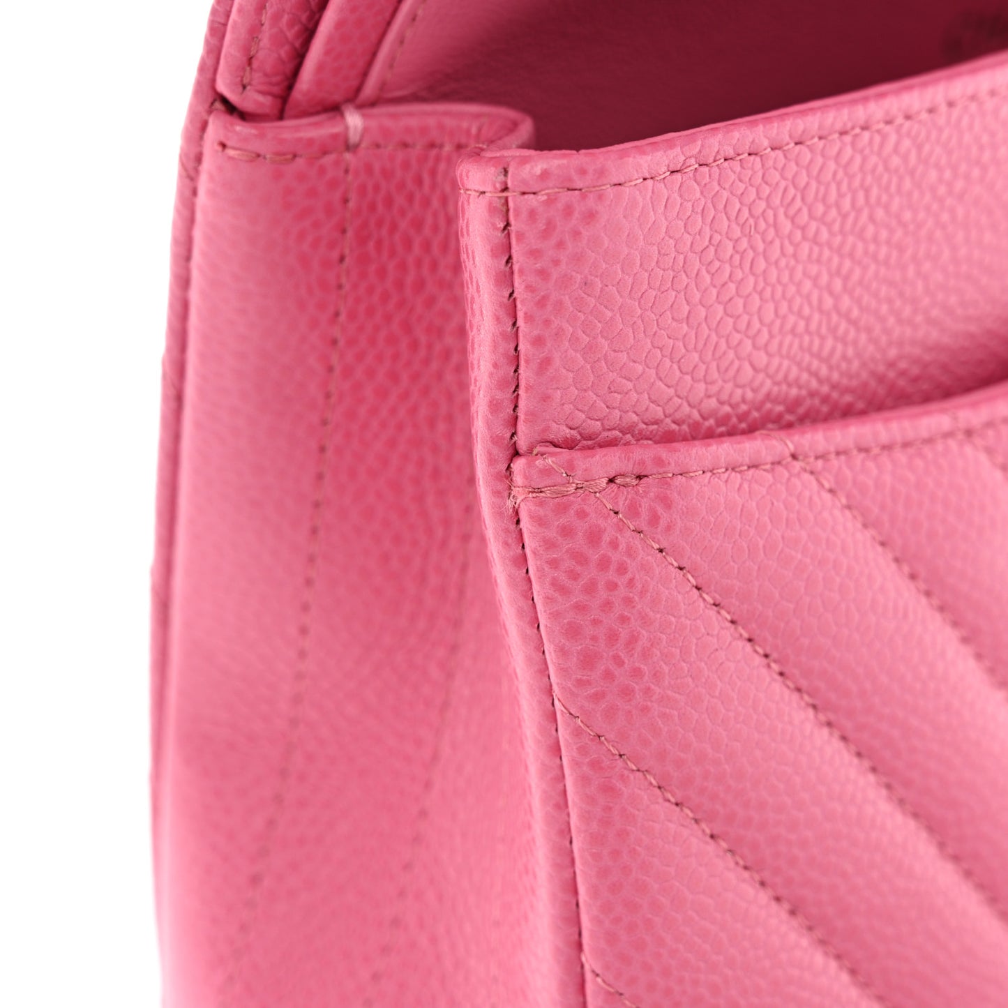 Caviar Chevron Quilted Medium Double Flap Pink