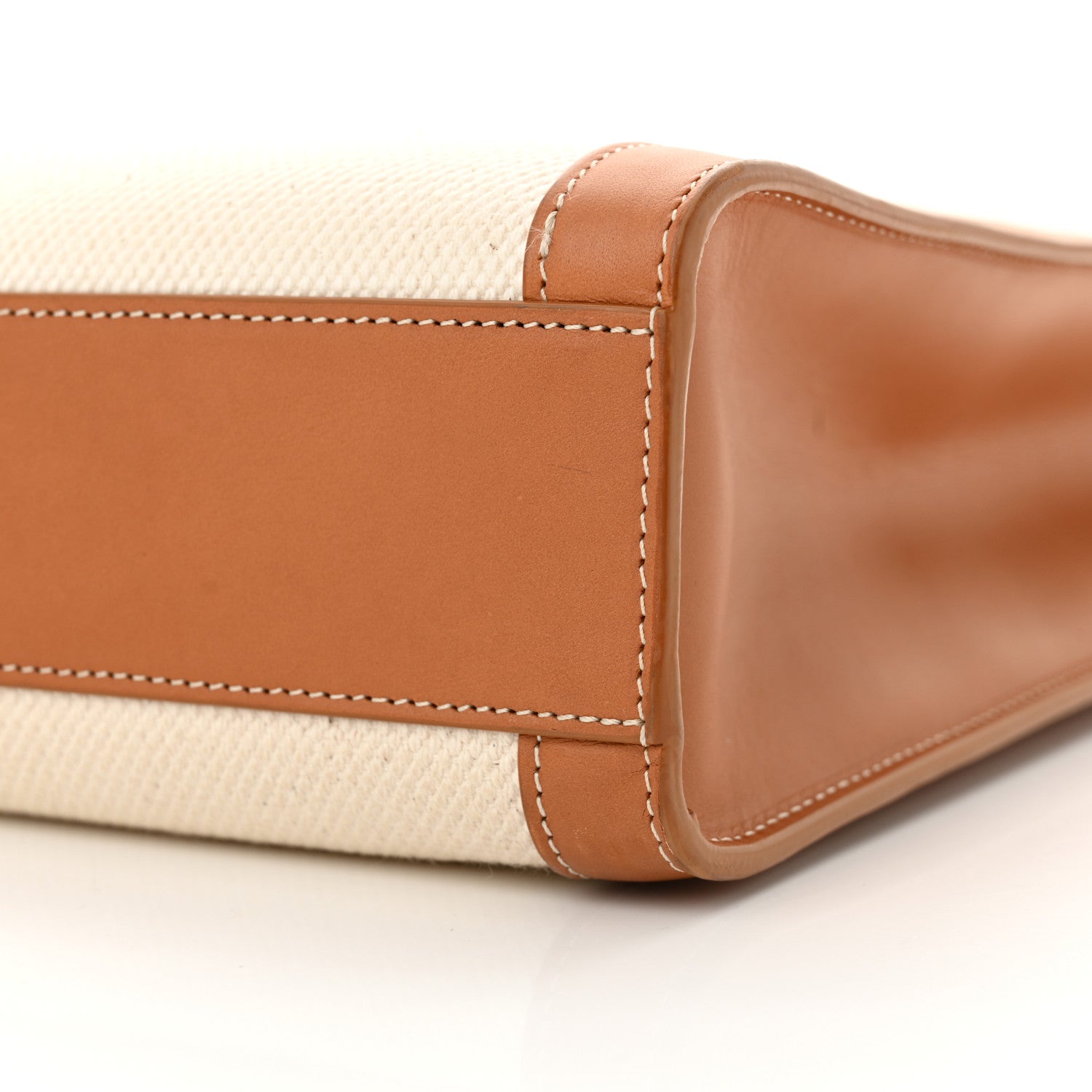 Celine Canvas Calfskin Logo Print Small Vertical Cabas Natural Tan 10 of 13