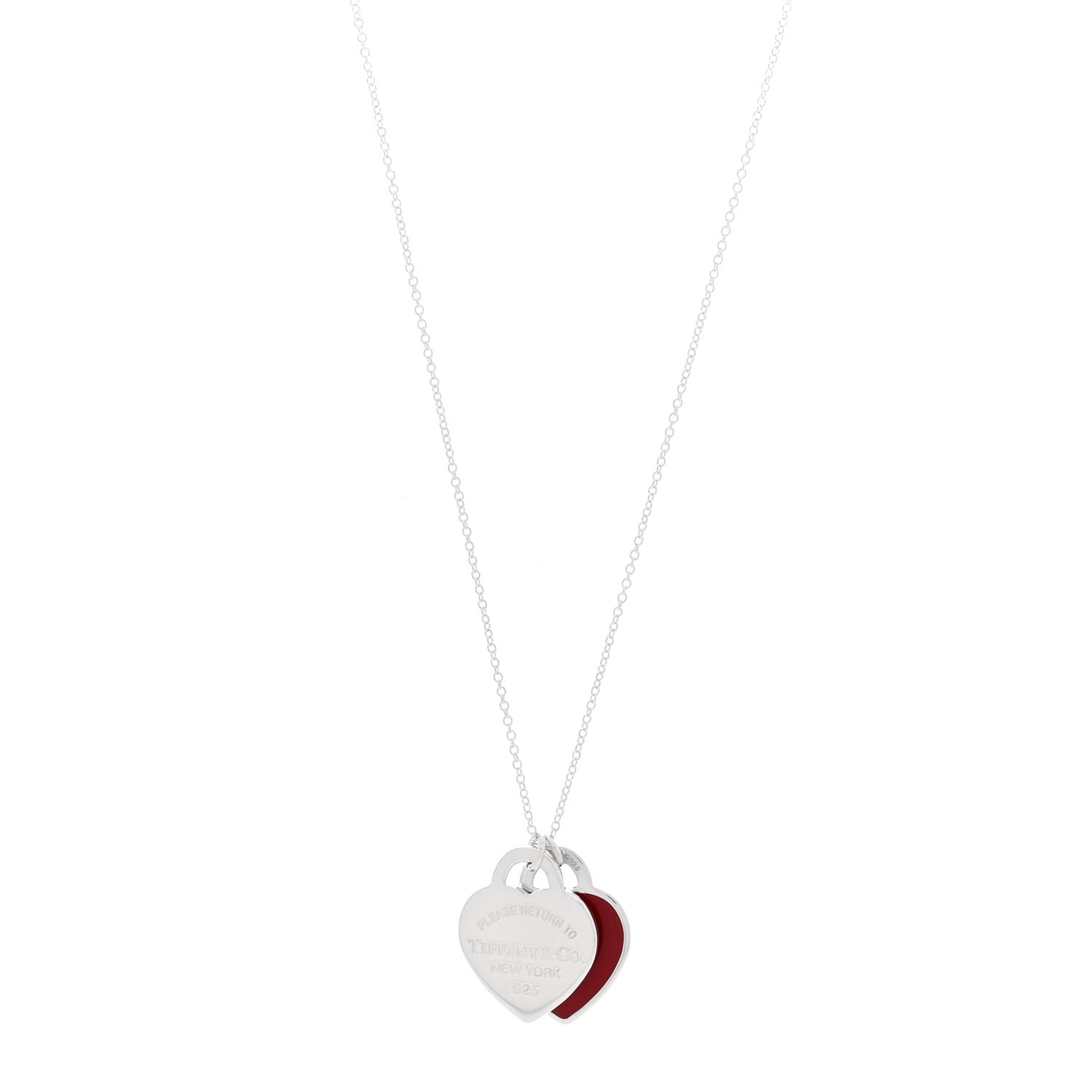 Tiffany Sterling Silver Enamel Return to Tiffany Double Heart Tag