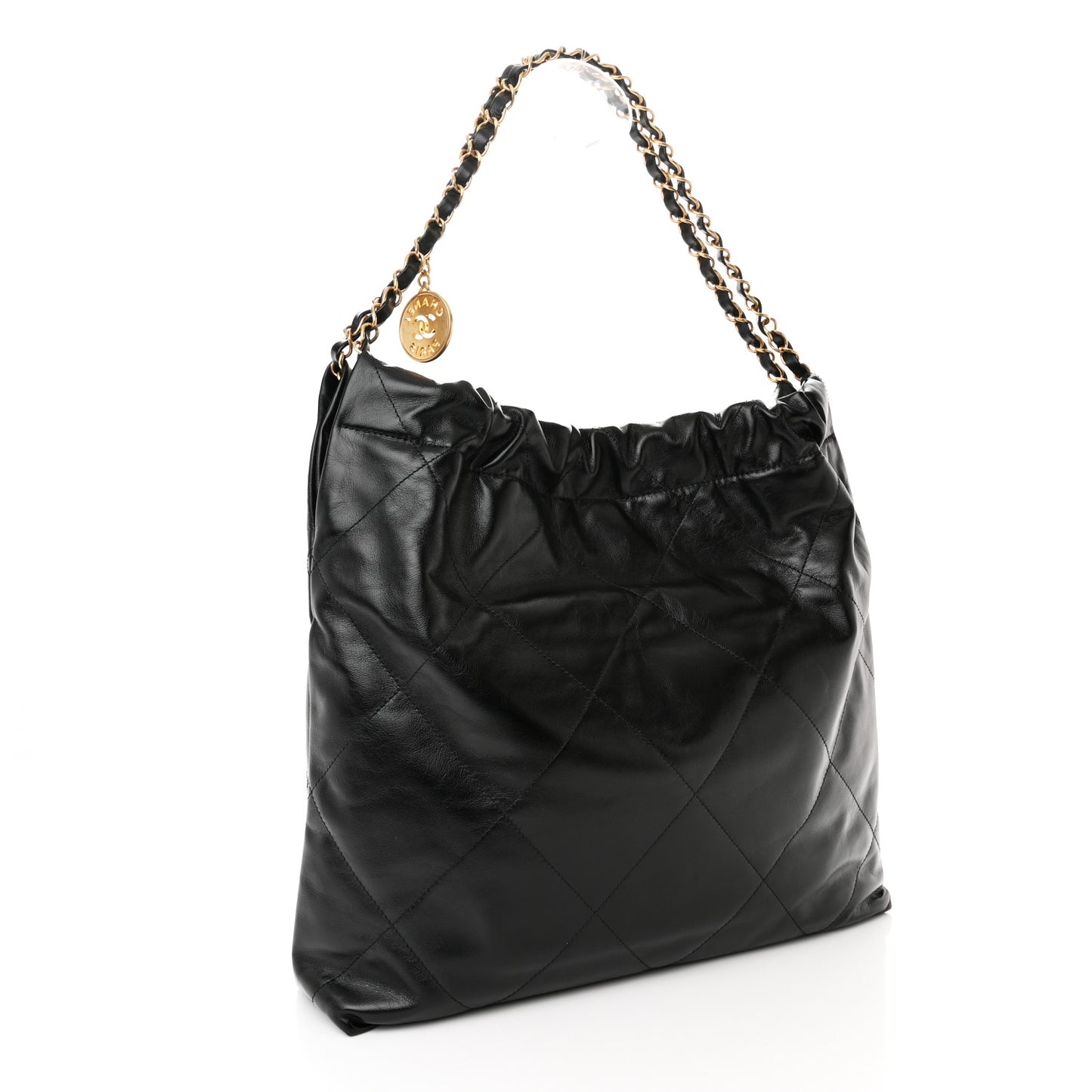 Shiny Calfskin Quilted Chanel 22 Black