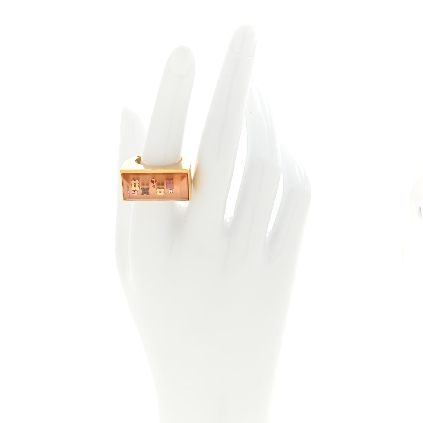 Resin Swarovski Crystal Inclusion Ring 52 6 Gold