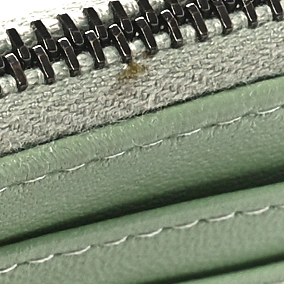 Lambskin Quilted Zip Card Holder Wallet Green