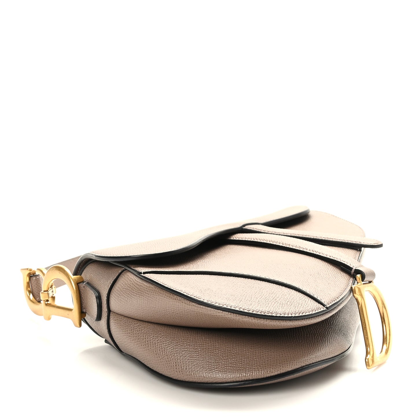 Grained Calfskin Saddle Bag Warm Taupe