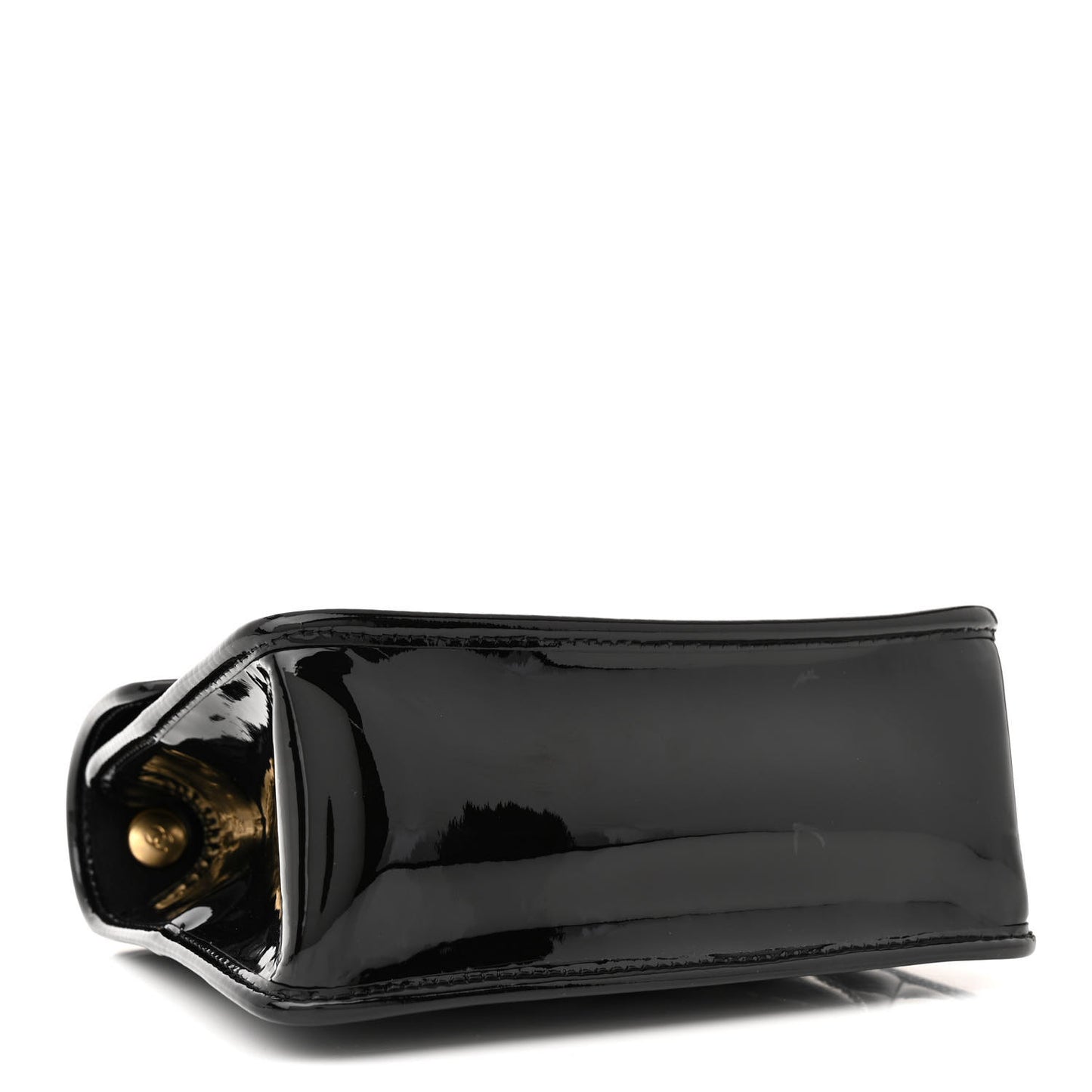 Patent Quilted Mini Graphic Catch Flap Black