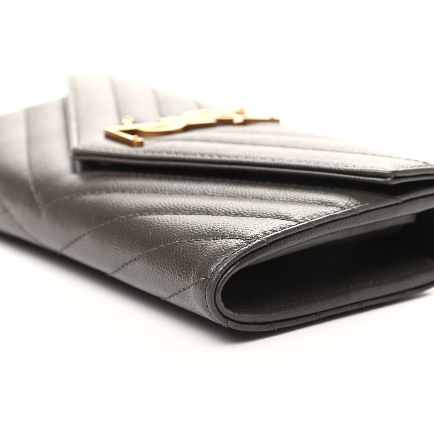 Grain De Poudre Matelasse Chevron Monogram Flap Wallet Pebble
