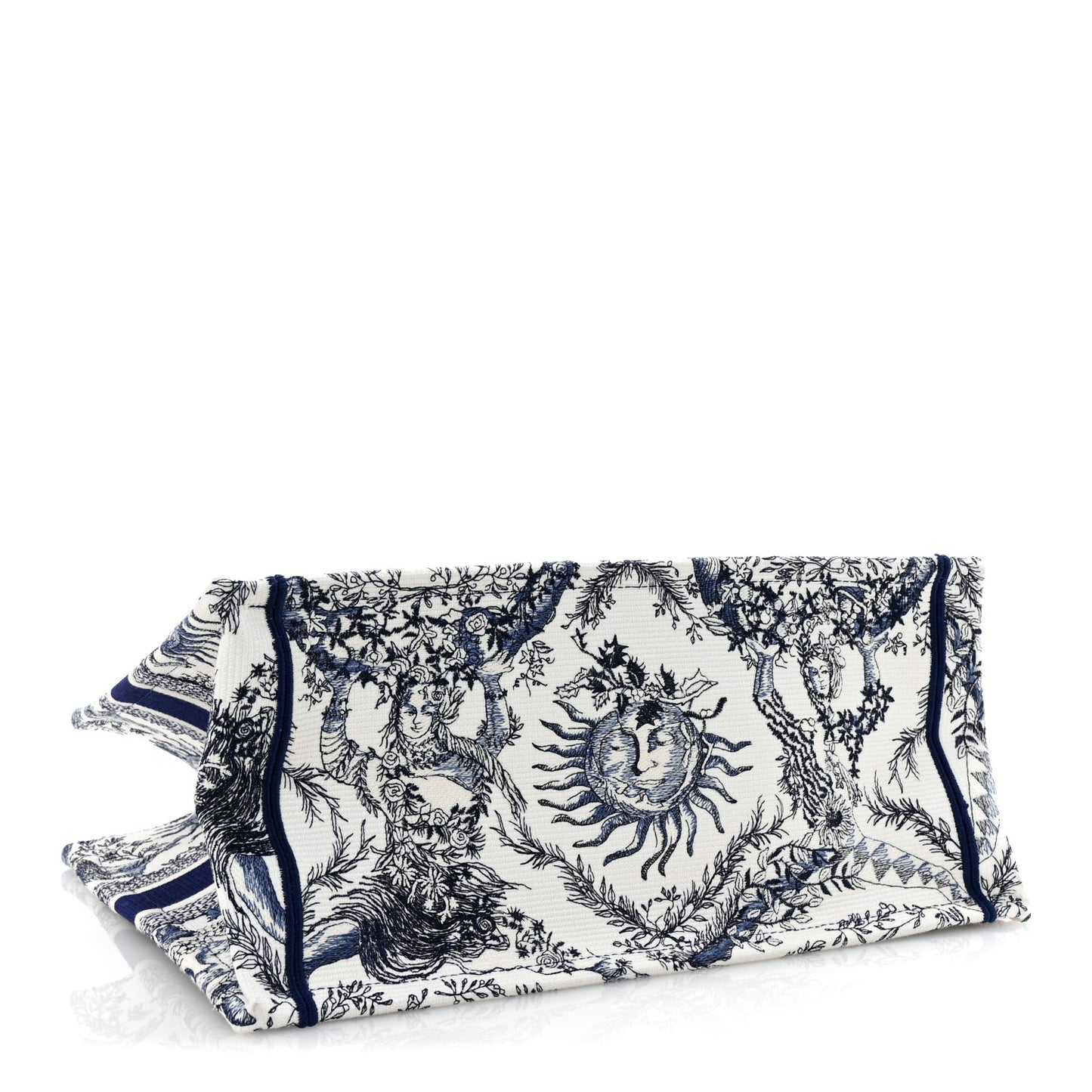 Canvas Embroidered Medium Toile De Jouy Soleil Book Tote Blue