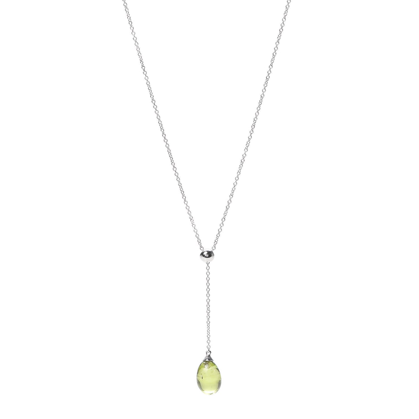 18K White Gold Peridot Rainbow Drops Pendant Necklace