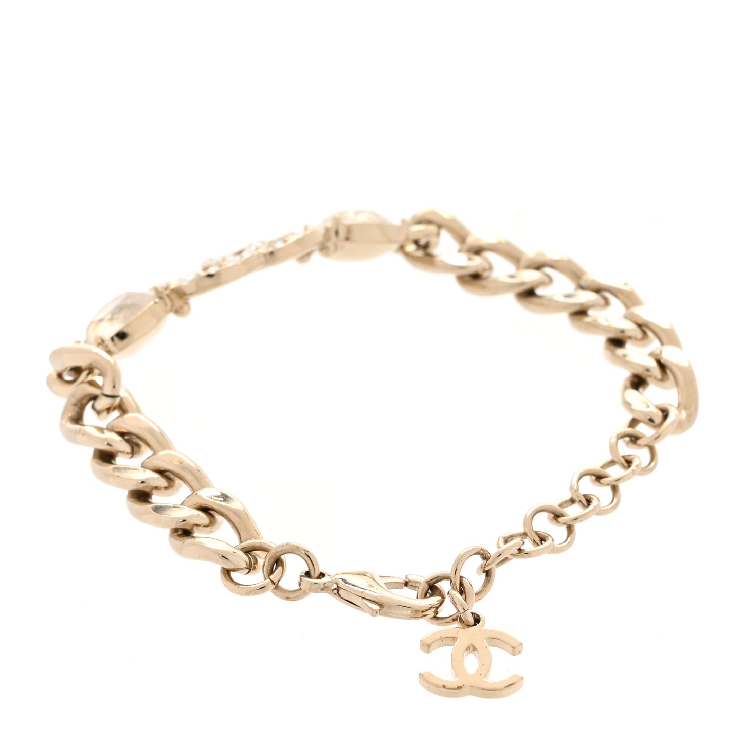 Glass Crystal CC Chain Bracelet Gold