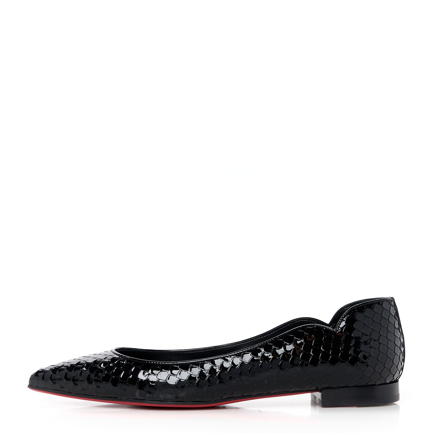 Patent Snakeskin Embossed Hot Chickita Flats 38.5 Black