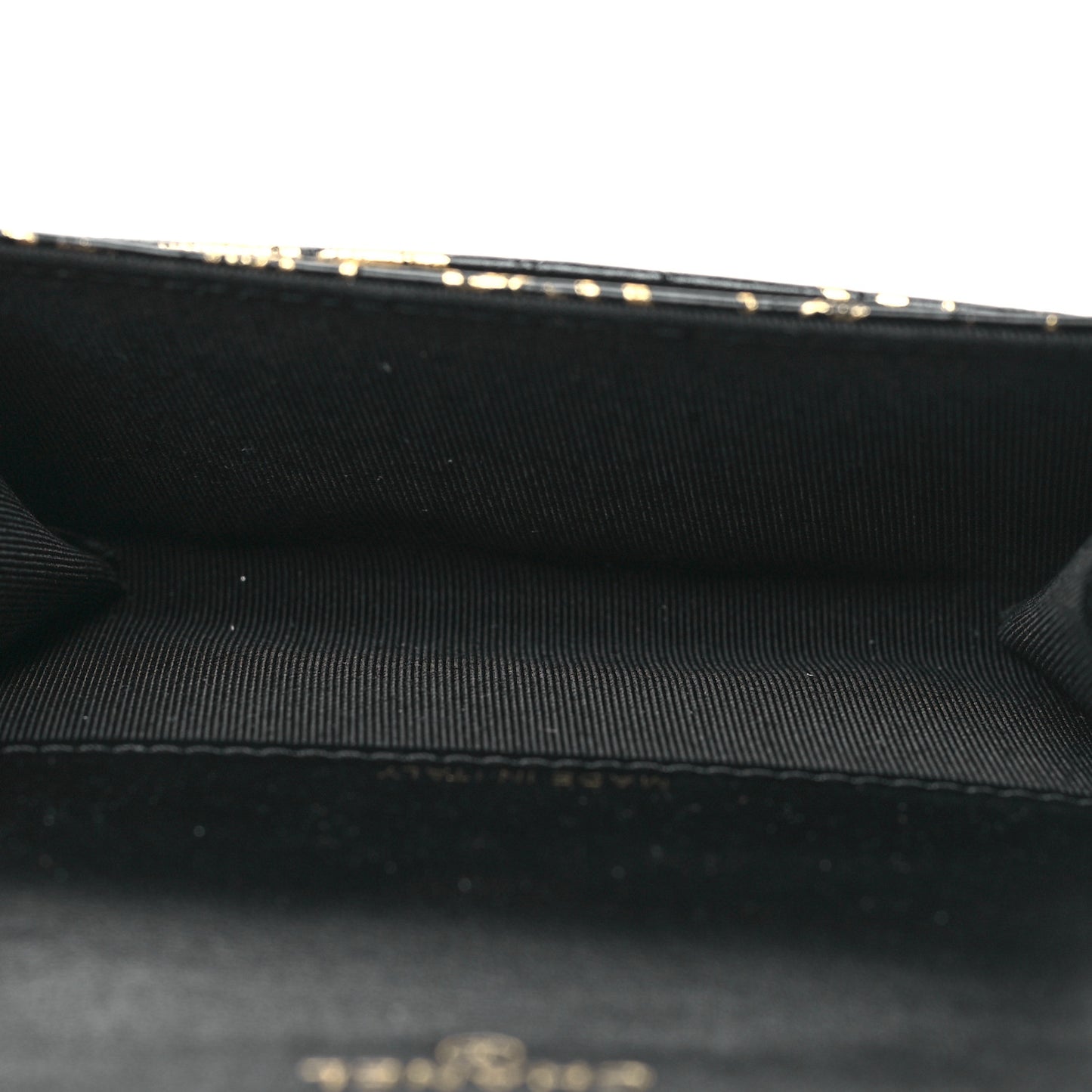 Calfskin Crocodile Embossed Graffiti 2.55 Cocodile Reissue Flap Card Holder Black Gold