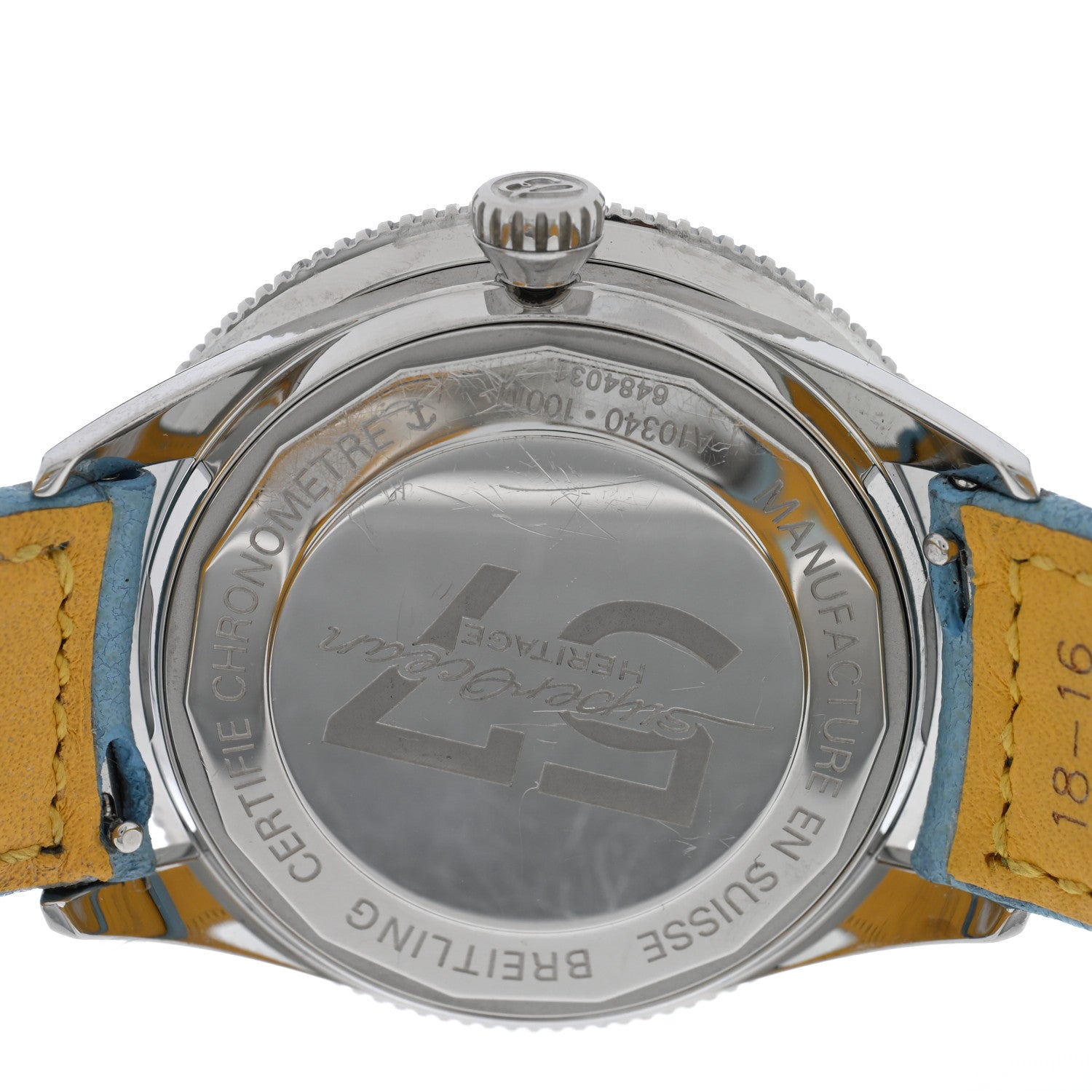 Breitling Stainless Steel Calfskin 38mm Superocean Heritage 57 Pastel Paradise Automatic Watch Blue A10340161C1X1 4 of 5