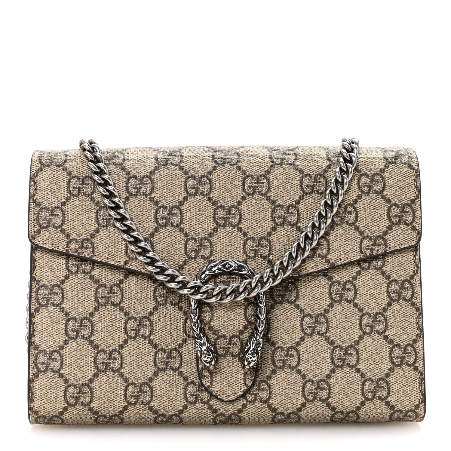 Gucci GG Supreme Monogram Mini Dionysus Chain Wallet Beige