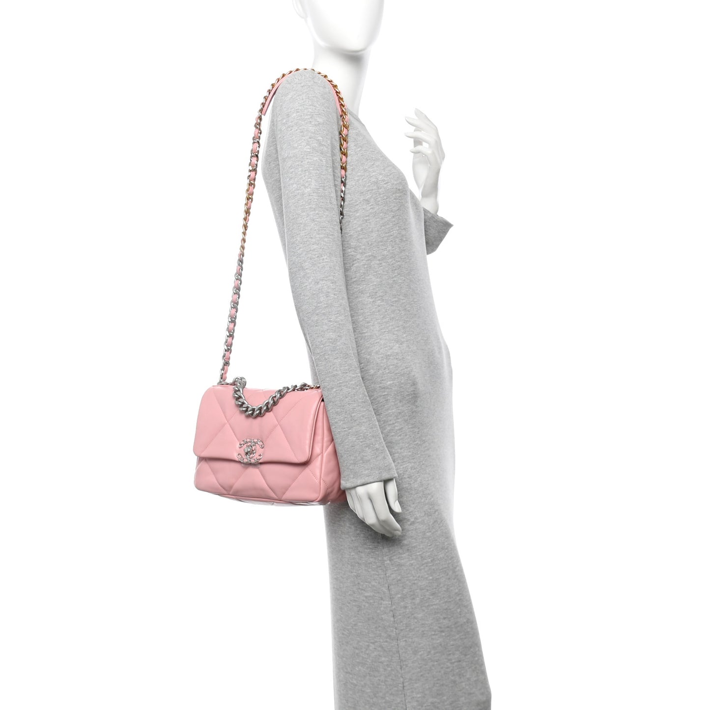 Lambskin Quilted Medium Chanel 19 Flap Light Pink