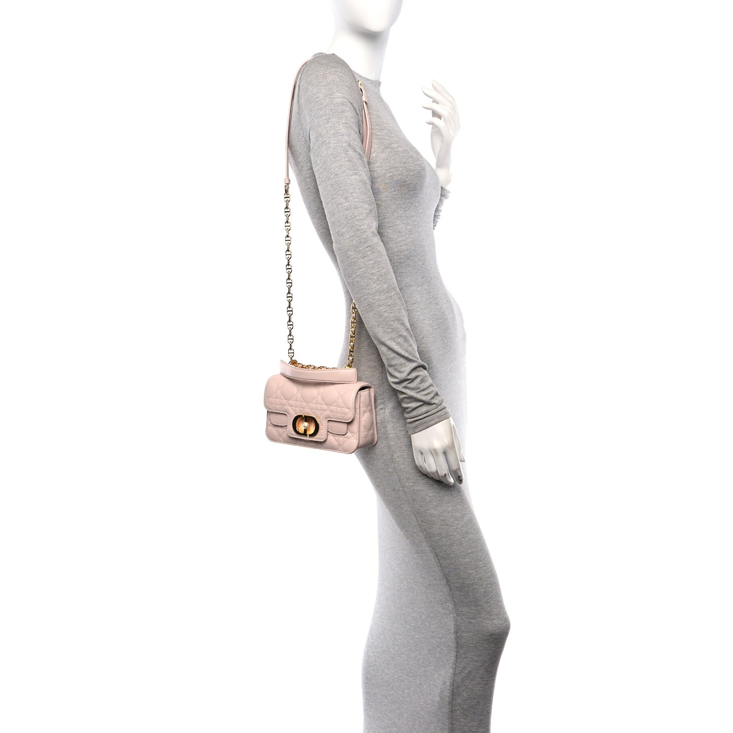 Lambskin Cannage Mini Jolie Top Handle Bag Powder Pink