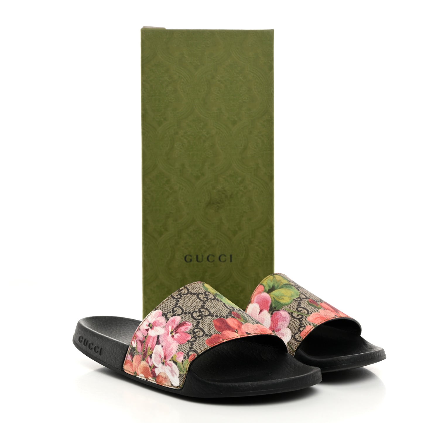 GG Supreme Monogram Blooms Slide Sandals 36 Beige Multicolor