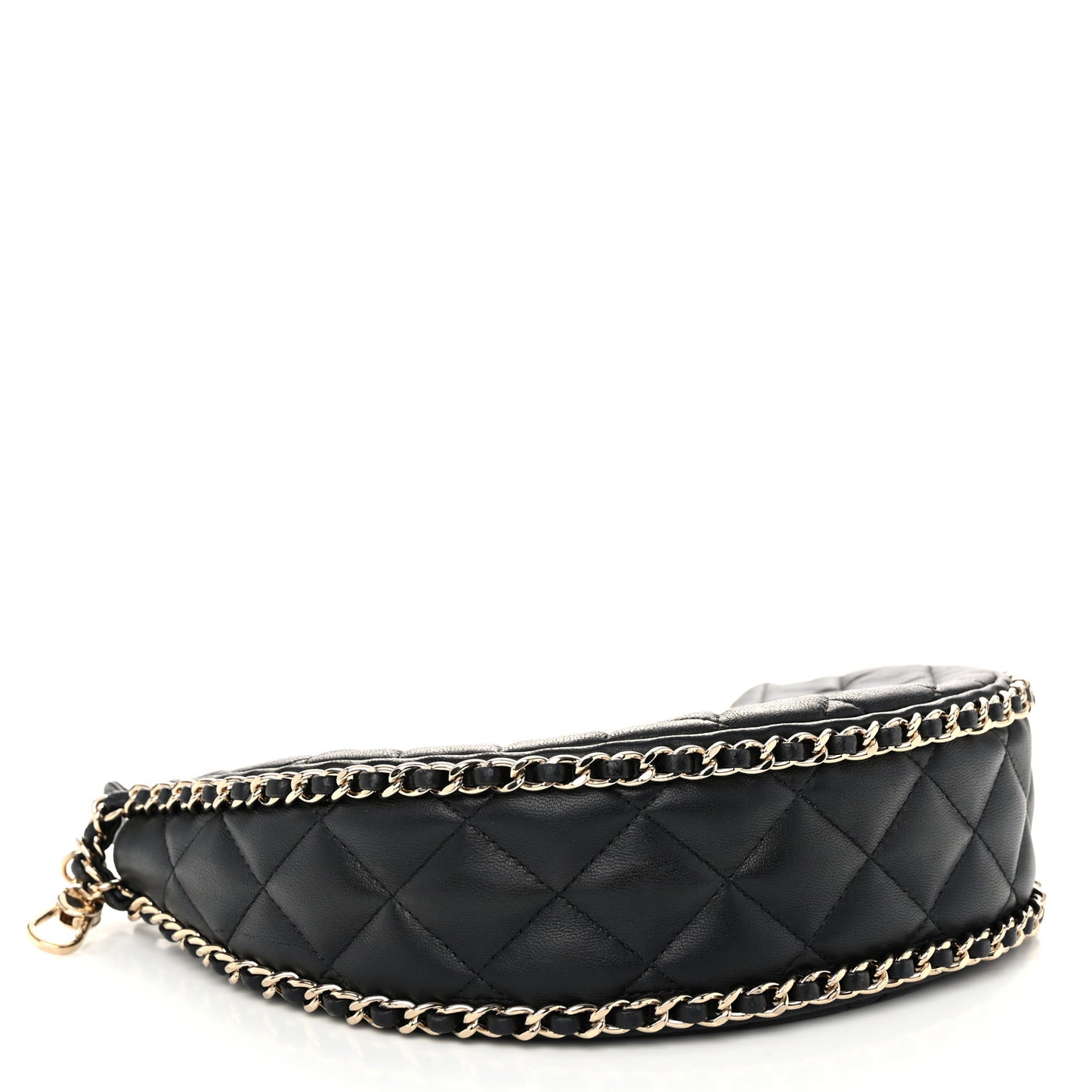 Lambskin Quilted Small Hobo Bag Black