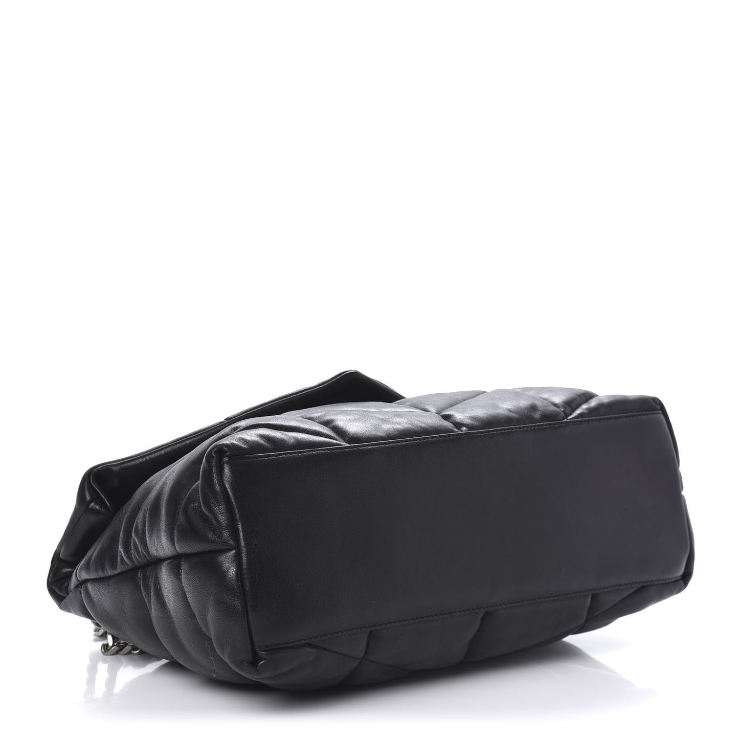 Lambskin Quilted Medium Loulou Puffer Monogram Chain Satchel Black