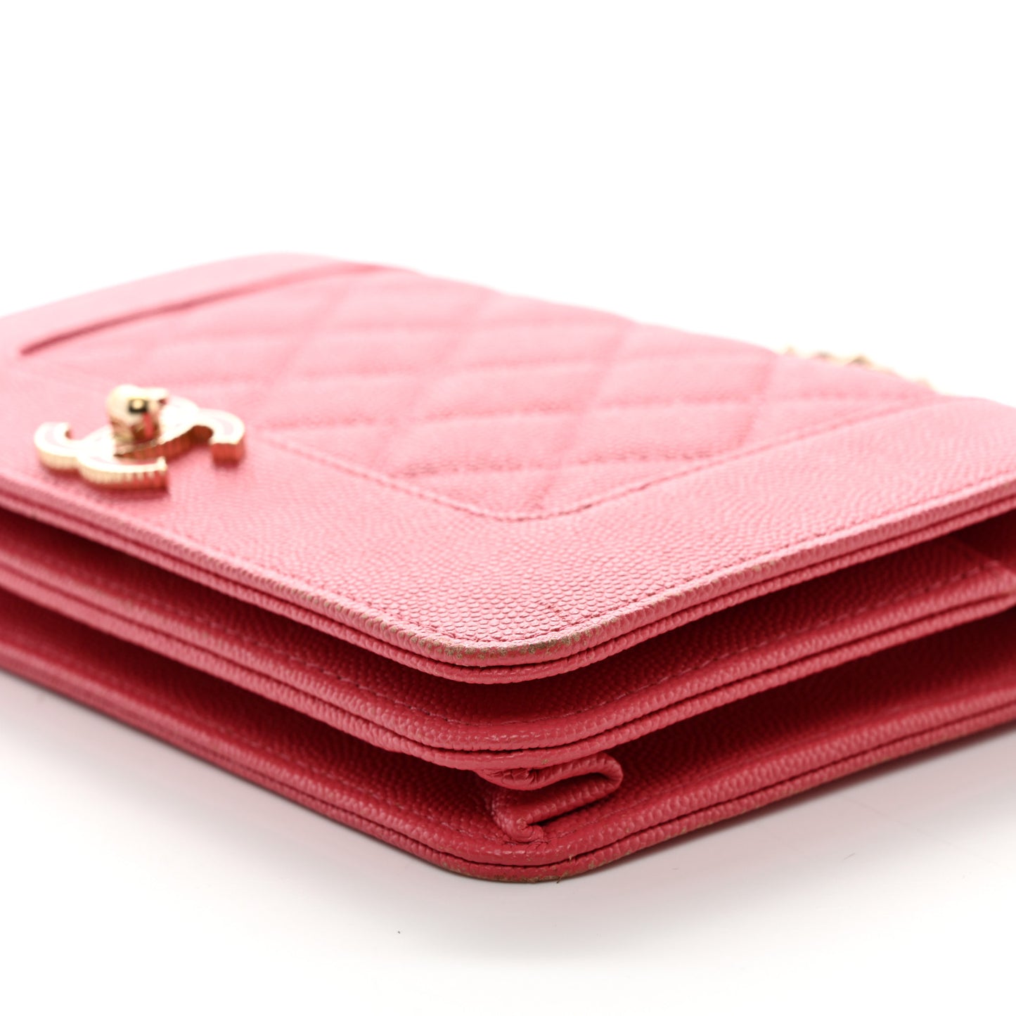 Caviar Quilted Vintage Mademoiselle Wallet On Chain WOC Dark Pink