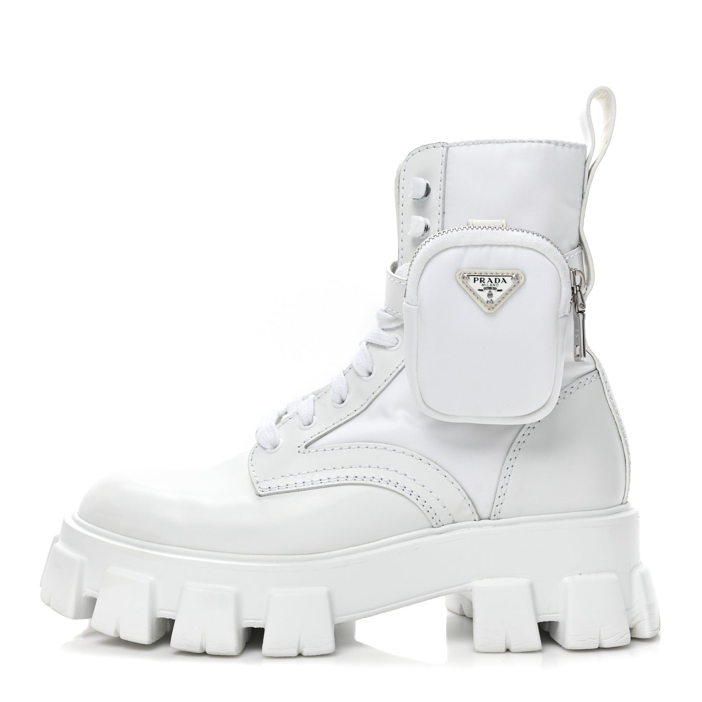 Spazzolato Rois Re-Nylon Metal Triangle Logo Mens Monolith Pouch Pocket 60mm Combat Boots 7.5 White