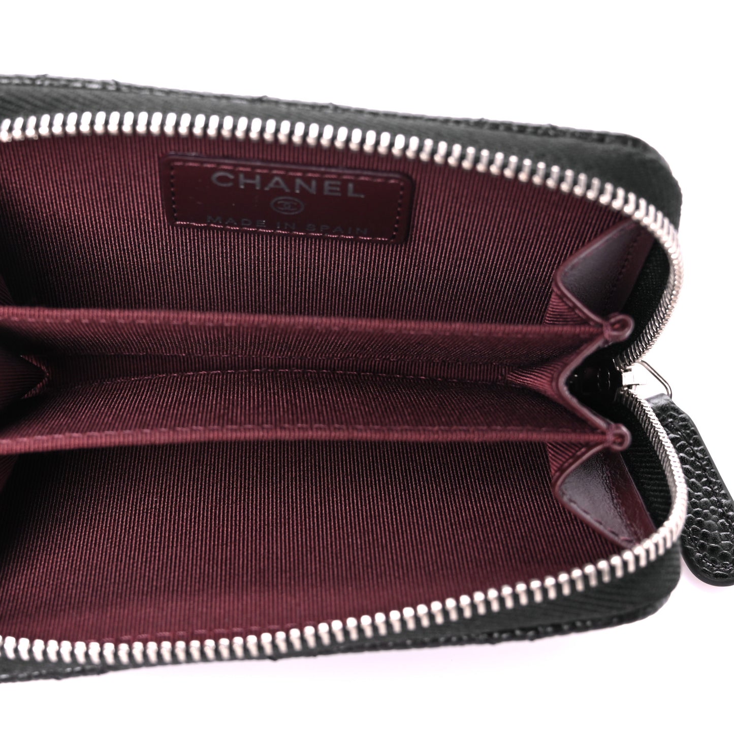 Caviar Quilted Zip Coin Purse Black