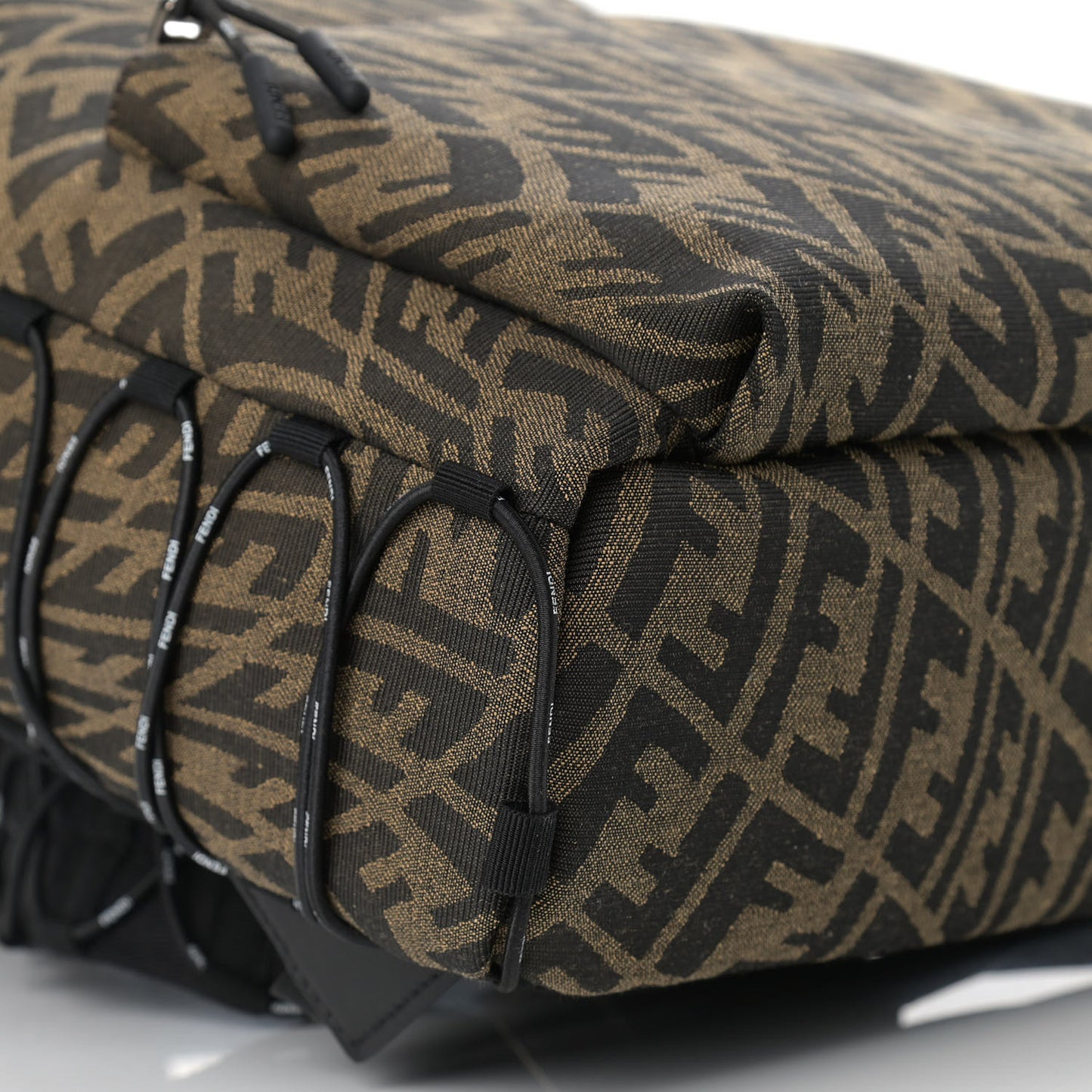 X SARAH COLEMAN Fabric Jacquard Vitello Grace Light Woven Lanyard FF Vertigo Pouch Pocket Backpack Tobacco Moro Black