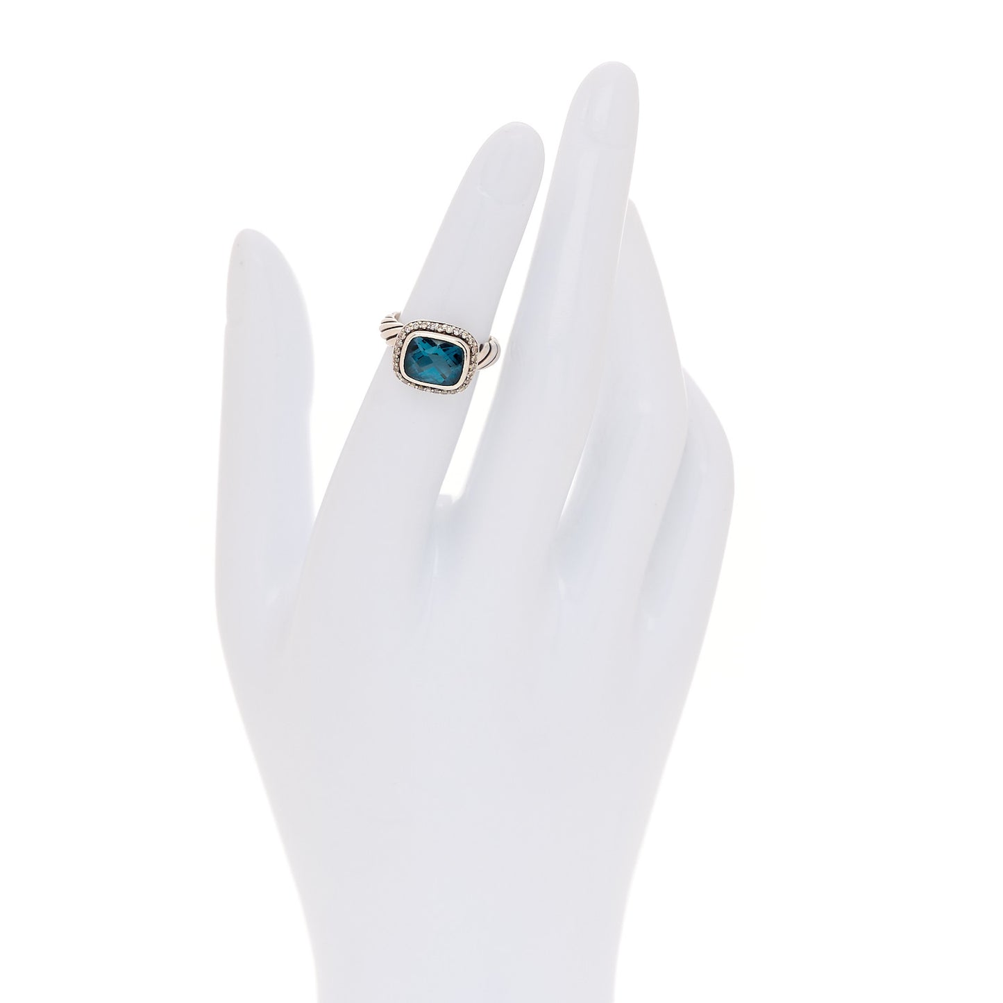 Sterling Silver Diamond Blue Topaz 10mm Noblesse Ring 48 4.5