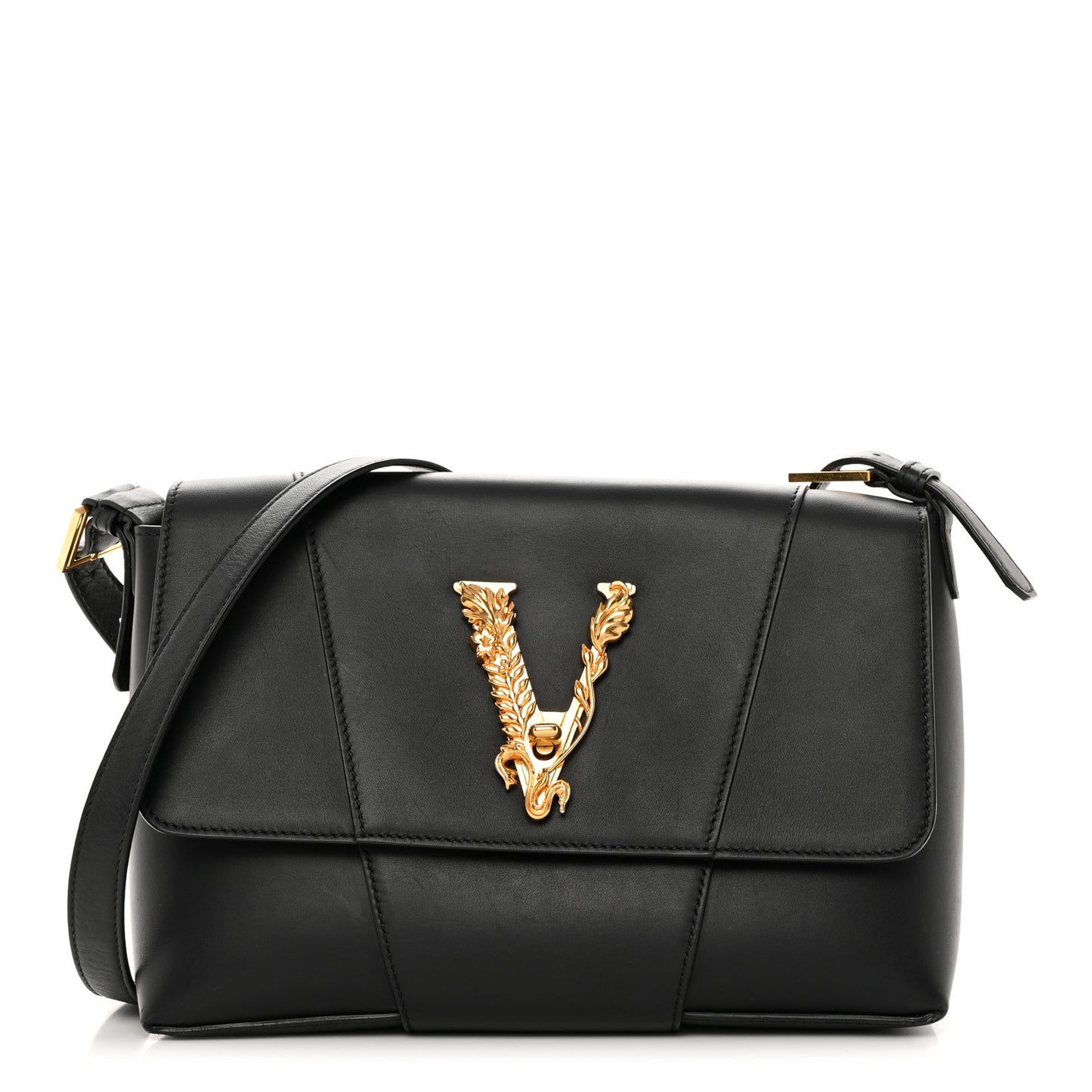 Vitello Barocco Virtus Shoulder Bag Black